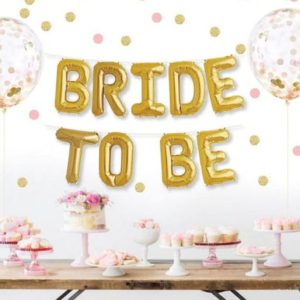 "Bride To Be Alphabets Foil Balloons Set – 16 inch, Gold/Rose Gold Balloons for Bridal Showers, Weddings & Parties"
