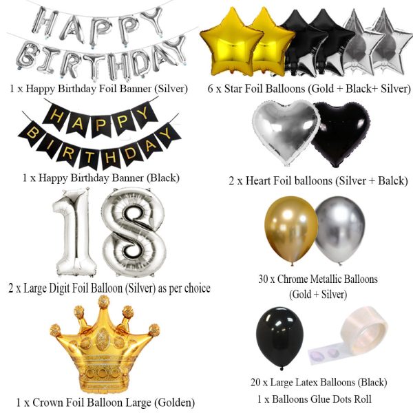 Black-Gold- Silver Birthday Decoration Set | Magical Theme for Kids – Best-Selling 2025 in Pakistan - Image 2