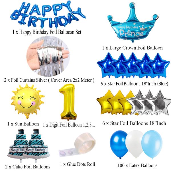 Foil Balloons Birthday Decoration Set (Blue) | Magical Theme for Kids – Best-Selling 2025 in Pakistan - Image 2