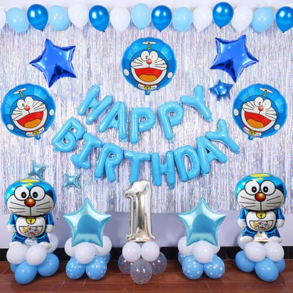 Doraemon foil balloon, perfect for a fun and colorful Doraemon-themed birthday celebration."