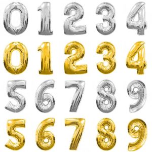 Digits Foil Balloon Gold/Silver 16"/ 32"Inch