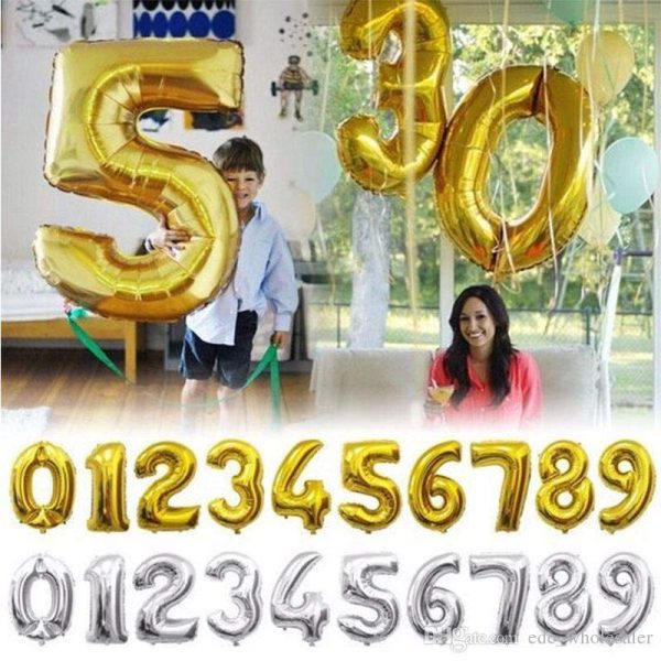 Digits Foil Balloon Gold/Silver 16"/ 32"Inch - Image 3
