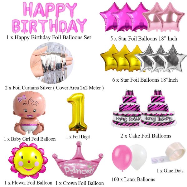 Foil Balloons Birthday Decoration Set (PINK) | Magical Theme for Kids – Best-Selling 2025 in Pakistan - Image 2