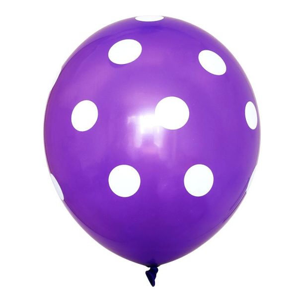 Polka Dots Printed Latex Balloons 12" Inch - Single Color 15 Pcs - Image 4