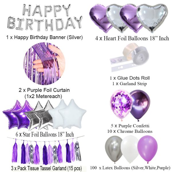 Purple-Silver-White Birthday Decoration Set | Magical Theme for Kids – Best-Selling 2025 in Pakistan - Image 2
