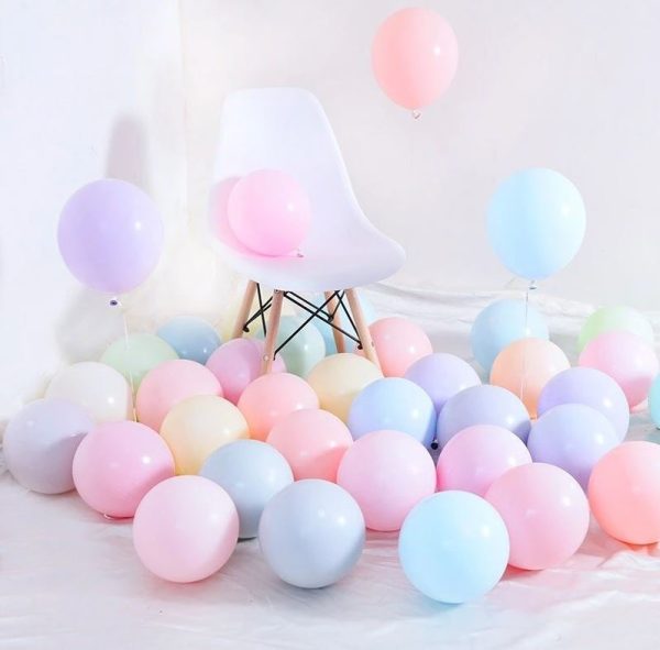 Macaron Pastel Latex Balloons – Beautiful pastel balloons perfect for birthday themes and party decorations.