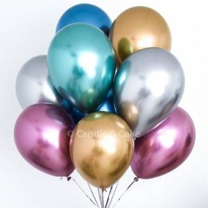 Chrome Latex Balloons – Shiny, High-Quality Balloons for Birthday Party Decorations, Foil Balloons, and Birthday Themes
