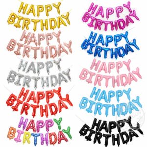 Happy Birthday Foil Letter Balloons– Stylish metallic balloons for any celebration.