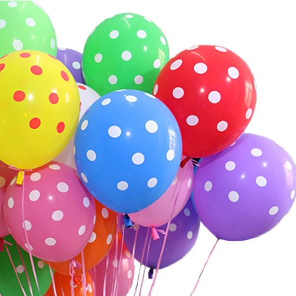 Polka Dots Printed Latex Balloons 12" Inch - Single Color 15 Pcs - Image 2
