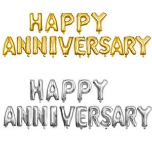 Happy Anniversary Foil Balloons Set - Gold/Silver