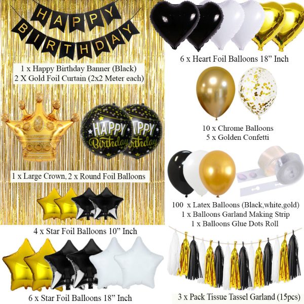 Birthday Decoration Set (Black, Whit and Golden) | Magical Best-Selling 2025 in Pakistan - Image 2