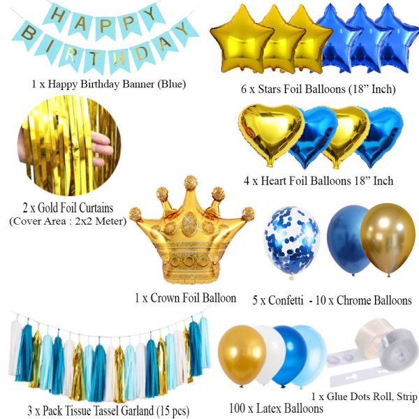 Birthday Decoration Set (Blue, White and Gold) | Magical Best-Selling 2025 in Pakistan - Image 2