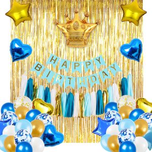 Shop our Birthday Decoration Set (Blue, White and Gold), featuring foil and latex balloons, tassels, and more. Easy assembly, fast delivery across Pakistan in 1-2 days. Create a buzzing celebration for your little one!