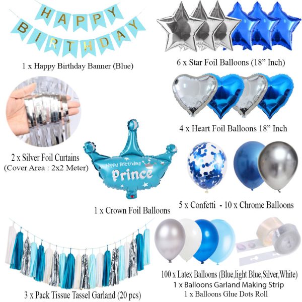 Birthday Decoration Set (Blue, White and Silver) | Magical Best-Selling 2025 in Pakistan - Image 2