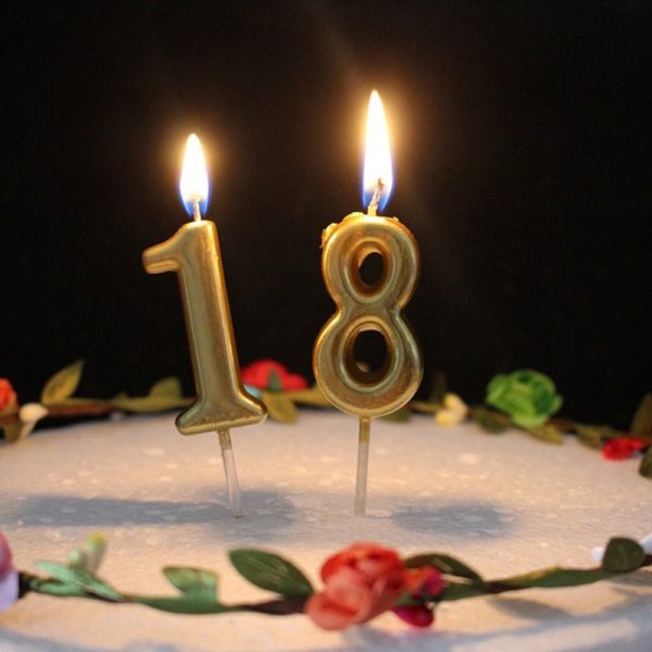 Gold Metallic Regular Number Birthday Cake Candles