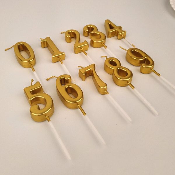 Gold Metallic Regular Number Birthday Cake Candles - Image 2