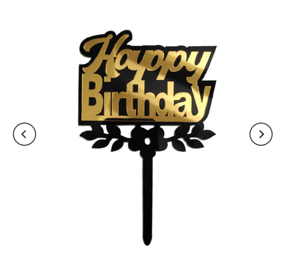 Happy Birthday Cake Topper Golden - Image 2