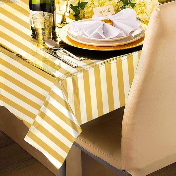 Foil Shiny Stripe Pattern Table Cover - Single Color - Image 4