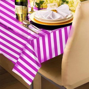 Foil Shiny Stripe Pattern Table Cover - Single Color