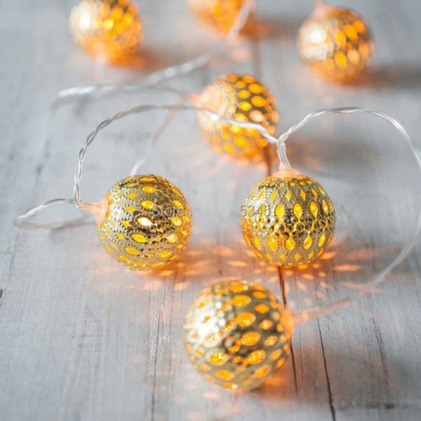 Metal Balls Golden Led Light 11' Feet - 220 V Plug operated - Image 2