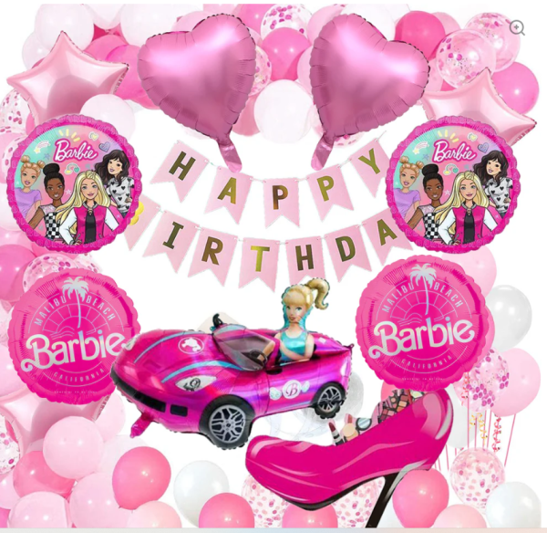 Barbie Birthday Setup at Home - "Barbie-themed party decorations at home with balloons