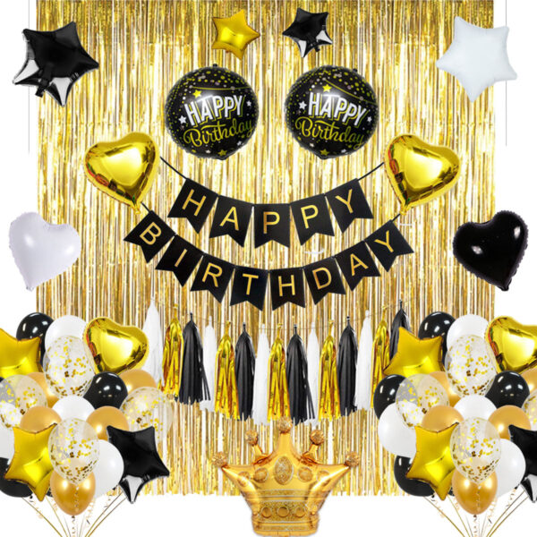 Birthday Decoration Set (Black, Whit and Golden) | Magical Best-Selling 2025 in Pakistan