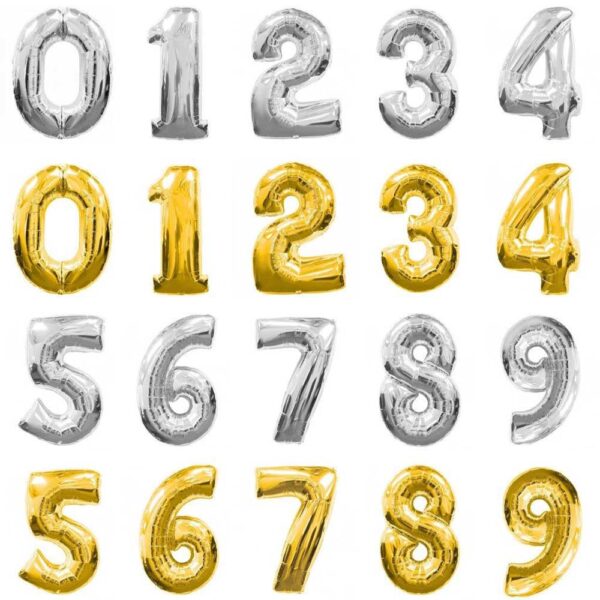 Digits Foil Balloon Gold/Silver 16″/ 32″Inch