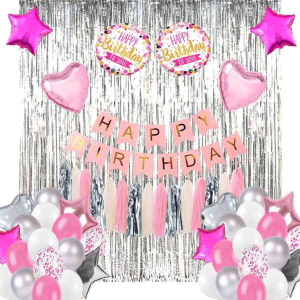 Birthday Decoration Set (Pink, White and Silver) | Magical Best-Selling 2025 in Pakistan