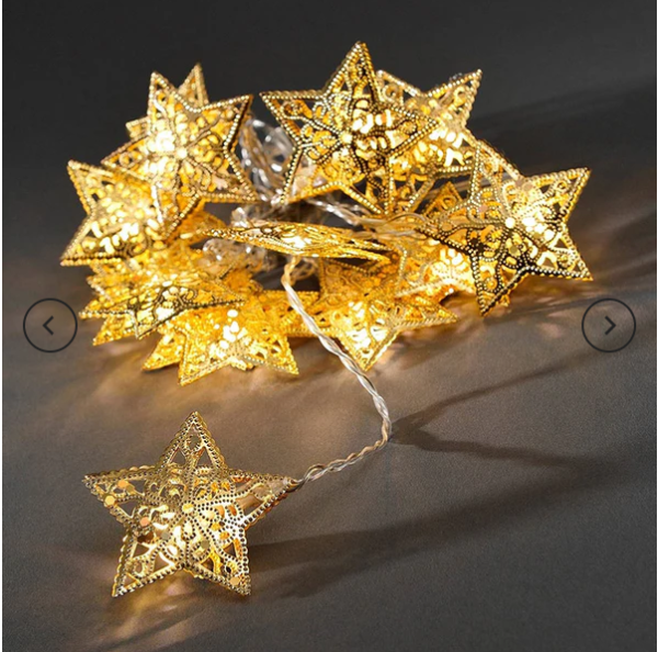 Metal Balls,Hearts, Star Shape Golden Led Light 11′ Feet – 220 V Plug operated - Image 2